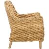 SAFAVIEH Home Collection Purrl Tropical Coastal Natural Solid Wood Hyacinth Accent Chair with Cushion (Fully Assembled)(White/Natural)