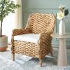 SAFAVIEH Home Collection Purrl Tropical Coastal Natural Solid Wood Hyacinth Accent Chair with Cushion (Fully Assembled)(White/Natural)