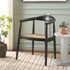 SAFAVIEH Home Collection Savina Black & Natural Solid Wood Open Webbing Accent Chair (Fully Assembled)(Black/Natural)