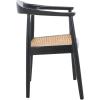 SAFAVIEH Home Collection Savina Black & Natural Solid Wood Open Webbing Accent Chair (Fully Assembled)(Black/Natural)