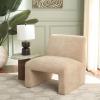SAFAVIEH Home Collection Swip Mid-Century Modern Sand Linen Accent Chair (Fully Assembled)(Sand)