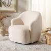 SAFAVIEH Home Collection Theoden Off-White Faux Shearling Swivel Accent Chair (Fully Assembled)