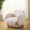 SAFAVIEH Home Collection Waylen Off-White Channel Tufted/Black Legs Low Profile Accent Chair (Fully Assembled)