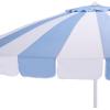 SAFAVIEH Outdoor – Buti 9 FT Patio Umbrella – Crank Lift, Aluminum Frame with White Pole, Weather Resistant for Deck, Backyard, Garden (PAT8027)(Baby Blue Stripe/White)