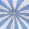 SAFAVIEH Outdoor – Buti 9 FT Patio Umbrella – Crank Lift, Aluminum Frame with White Pole, Weather Resistant for Deck, Backyard, Garden (PAT8027)(Baby Blue Stripe/White)