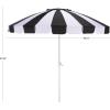 SAFAVIEH Outdoor – Buti 9 FT Patio Umbrella – Crank Lift, Aluminum Frame with White Pole, Weather Resistant for Deck, Backyard, Garden (PAT8027)(Black Striped/White)