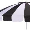 SAFAVIEH Outdoor – Buti 9 FT Patio Umbrella – Crank Lift, Aluminum Frame with White Pole, Weather Resistant for Deck, Backyard, Garden (PAT8027)(Black Striped/White)