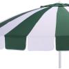 SAFAVIEH Outdoor – Buti 9 FT Patio Umbrella – Crank Lift, Aluminum Frame with White Pole, Weather Resistant for Deck, Backyard, Garden (PAT8027)(Hunter Green Stripe/White)