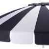 SAFAVIEH Outdoor – Buti 9 FT Patio Umbrella – Crank Lift, Aluminum Frame with White Pole, Weather Resistant for Deck, Backyard, Garden (PAT8027)(Navy Striped/White)