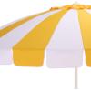 SAFAVIEH Outdoor – Buti 9 FT Patio Umbrella – Crank Lift, Aluminum Frame with White Pole, Weather Resistant for Deck, Backyard, Garden (PAT8027)(Yellow Stripe/White)
