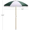 SAFAVIEH Outdoor – Gallo 6.5 FT Beach Umbrella – Canopy with White Fringe Trim, Tilt Function, Aluminum Pole, Weather Resistant for Beach, Patio, Garden (PAT8505)(Hunter Green Stripe)