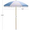 SAFAVIEH Outdoor – Gallo 6.5 FT Beach Umbrella – Canopy with White Fringe Trim, Tilt Function, Aluminum Pole, Weather Resistant for Beach, Patio, Garden (PAT8505)(Baby Blue Stripe)