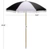 SAFAVIEH Outdoor – Gallo 6.5 FT Beach Umbrella – Canopy with White Fringe Trim, Tilt Function, Aluminum Pole, Weather Resistant for Beach, Patio, Garden (PAT8505)(Black Stripe)