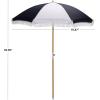 SAFAVIEH Outdoor – Gallo 6.5 FT Beach Umbrella – Canopy with White Fringe Trim, Tilt Function, Aluminum Pole, Weather Resistant for Beach, Patio, Garden (PAT8505)(Navy Striped)