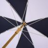 SAFAVIEH Outdoor – Gallo 6.5 FT Beach Umbrella – Canopy with White Fringe Trim, Tilt Function, Aluminum Pole, Weather Resistant for Beach, Patio, Garden (PAT8505)(Navy Striped)