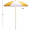 SAFAVIEH Outdoor – Gallo 6.5 FT Beach Umbrella – Canopy with White Fringe Trim, Tilt Function, Aluminum Pole, Weather Resistant for Beach, Patio, Garden (PAT8505)(Yellow Stripe)