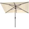 SAFAVIEH Outdoor – Iris 6.5 x 10 FT Rectangular Patio Umbrella – Yellow Stripe, Crank Lift, Aluminum Frame with Black Pole, Weather Resistant for Deck, Backyard, Garden (PAT8304Y)