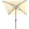 SAFAVIEH Outdoor – Iris 7.5 FT Square Patio Umbrella – Yellow Stripe, Crank Lift, Aluminum Frame with Brown Pole, Weather Resistant for Deck, Backyard, Garden (PAT8404Y)