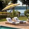 SAFAVIEH Outdoor – Iris 9 FT Double Top Patio Umbrella – Yellow Stripe, Crank Lift, Aluminum Frame with Brown Pole, Weather Resistant for Deck, Backyard, Garden (PAT8204Y)