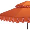 SAFAVIEH Outdoor – Valance 9 FT Double Top Patio Umbrella – Orange & White Trim, Crank Lift, Aluminum Frame with Brown Pole, Weather Resistant for Deck, Backyard, Garden (PAT8206O)
