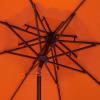 SAFAVIEH Outdoor – Valance 9 FT Double Top Patio Umbrella – Orange & White Trim, Crank Lift, Aluminum Frame with Brown Pole, Weather Resistant for Deck, Backyard, Garden (PAT8206O)