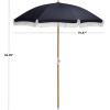 SAFAVIEH Outdoor – Valencia 6.5 FT Beach Umbrella – Canopy with White Fringe Trim, Tilt Function, Aluminum Pole, Weather Resistant for Beach, Patio, Garden (PAT8503)(Navy)