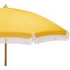 SAFAVIEH Outdoor – Valencia 6.5 FT Beach Umbrella – Canopy with White Fringe Trim, Tilt Function, Aluminum Pole, Weather Resistant for Beach, Patio, Garden (PAT8503)(Yellow)