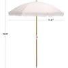 SAFAVIEH Outdoor – Valencia 6.5 FT Beach Umbrella – Canopy with White Fringe Trim, Tilt Function, Aluminum Pole, Weather Resistant for Beach, Patio, Garden (PAT8503)(Ivory)