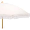 SAFAVIEH Outdoor – Valencia 6.5 FT Beach Umbrella – Canopy with White Fringe Trim, Tilt Function, Aluminum Pole, Weather Resistant for Beach, Patio, Garden (PAT8503)(Ivory)