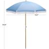 SAFAVIEH Outdoor – Valencia 6.5 FT Beach Umbrella – Canopy with White Fringe Trim, Tilt Function, Aluminum Pole, Weather Resistant for Beach, Patio, Garden (PAT8503)(Baby Blue)