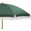 SAFAVIEH Outdoor – Valencia 6.5 FT Beach Umbrella – Canopy with White Fringe Trim, Tilt Function, Aluminum Pole, Weather Resistant for Beach, Patio, Garden (PAT8503)(Hunter Green)