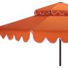 SAFAVIEH Outdoor – Venice 9 FT Double Top Patio Umbrella – Orange & White Trim, Crank Lift, Aluminum Frame with Brown Pole, Weather Resistant for Deck, Backyard, Garden (PAT8210O)