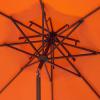 SAFAVIEH Outdoor – Venice 9 FT Double Top Patio Umbrella – Orange & White Trim, Crank Lift, Aluminum Frame with Brown Pole, Weather Resistant for Deck, Backyard, Garden (PAT8210O)