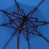 SAFAVIEH Outdoor – Venice 9 FT Double Top Patio Umbrella – Pacific Blue & White Trim, Crank Lift, Aluminum Frame with Brown Pole, Weather Resistant for Deck, Backyard, Garden (PAT8210P)