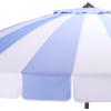 SAFAVIEH Outdoor Patio Furniture Collection – Buti 9 Ft Crank Patio Umbrella, Navy Stripe & Brown Pole, Market Umbrella with Crank Lift (PAT8017B)(Baby Blue Striped)