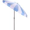 SAFAVIEH Outdoor Patio Furniture Collection – Buti 9 Ft Crank Patio Umbrella, Navy Stripe & Brown Pole, Market Umbrella with Crank Lift (PAT8017B)(Baby Blue Striped)
