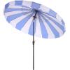 SAFAVIEH Outdoor Patio Furniture Collection – Buti 9 Ft Crank Patio Umbrella, Navy Stripe & Brown Pole, Market Umbrella with Crank Lift (PAT8017B)(Baby Blue Striped)