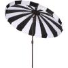 SAFAVIEH Outdoor Patio Furniture Collection – Buti 9 Ft Crank Patio Umbrella, Navy Stripe & Brown Pole, Market Umbrella with Crank Lift (PAT8017B)(Black Striped)