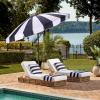 SAFAVIEH Outdoor Patio Furniture Collection – Buti 9 Ft Crank Patio Umbrella, Navy Stripe & Brown Pole, Market Umbrella with Crank Lift (PAT8017B)(Navy Striped)