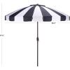 SAFAVIEH Outdoor Patio Furniture Collection – Buti 9 Ft Crank Patio Umbrella, Navy Stripe & Brown Pole, Market Umbrella with Crank Lift (PAT8017B)(Navy Striped)