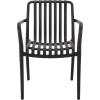 SAFAVIEH Outdoor Patio Furniture Collection – Holly Green Stacking Dining Armchair Set of 2, Fully Assembled Outdoor Chairs, Modern Slatted Design, Weather-Resistant Patio Seating (PAT4702D-SET2)(Black)