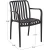 SAFAVIEH Outdoor Patio Furniture Collection – Holly Green Stacking Dining Armchair Set of 2, Fully Assembled Outdoor Chairs, Modern Slatted Design, Weather-Resistant Patio Seating (PAT4702D-SET2)(Black)