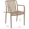 SAFAVIEH Outdoor Patio Furniture Collection – Holly Green Stacking Dining Armchair Set of 2, Fully Assembled Outdoor Chairs, Modern Slatted Design, Weather-Resistant Patio Seating (PAT4702D-SET2)(Beige)