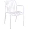 SAFAVIEH Outdoor Patio Furniture Collection – Holly Green Stacking Dining Armchair Set of 2, Fully Assembled Outdoor Chairs, Modern Slatted Design, Weather-Resistant Patio Seating (PAT4702D-SET2)(White)