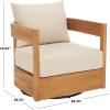 SAFAVIEH Outdoor Patio Furniture Collection – Kento Natural Wood Swivel Chair with Taupe Cushions (PAT7099A)(Natural/Taupe)