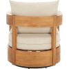 SAFAVIEH Outdoor Patio Furniture Collection – Kento Natural Wood Swivel Chair with Taupe Cushions (PAT7099A)(Natural/Taupe)