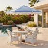 SAFAVIEH Outdoor Patio Furniture Collection – Lucerna 9 Ft Crank Patio Umbrella, Yellow Stripe & Brown Pole, Market Umbrella with Crank Lift (PAT8015Y)(Baby Blue Striped)