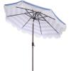 SAFAVIEH Outdoor Patio Furniture Collection – Lucerna 9 Ft Crank Patio Umbrella, Yellow Stripe & Brown Pole, Market Umbrella with Crank Lift (PAT8015Y)(Baby Blue Striped)