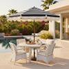 SAFAVIEH Outdoor Patio Furniture Collection – Lucerna 9 Ft Crank Patio Umbrella, Yellow Stripe & Brown Pole, Market Umbrella with Crank Lift (PAT8015Y)(Black Striped)