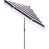 SAFAVIEH Outdoor Patio Furniture Collection – Lucerna 9 Ft Crank Patio Umbrella, Yellow Stripe & Brown Pole, Market Umbrella with Crank Lift (PAT8015Y)(Black Striped)